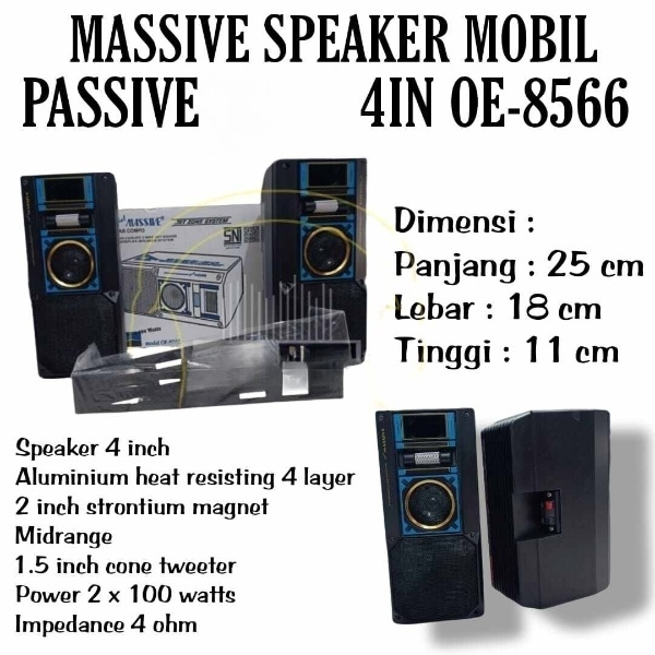 Passive Box Speaker Pasif Massive OE8566 4 Inch 3 Way Sepasang / Speaker Box 4" Massive OE-8566