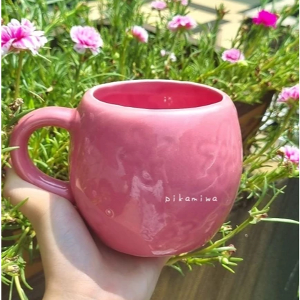 FLOWER MUG WHITELINE PINK mug cantik mug murah mug lucu mug keramik gelas minum murah gelas cantik