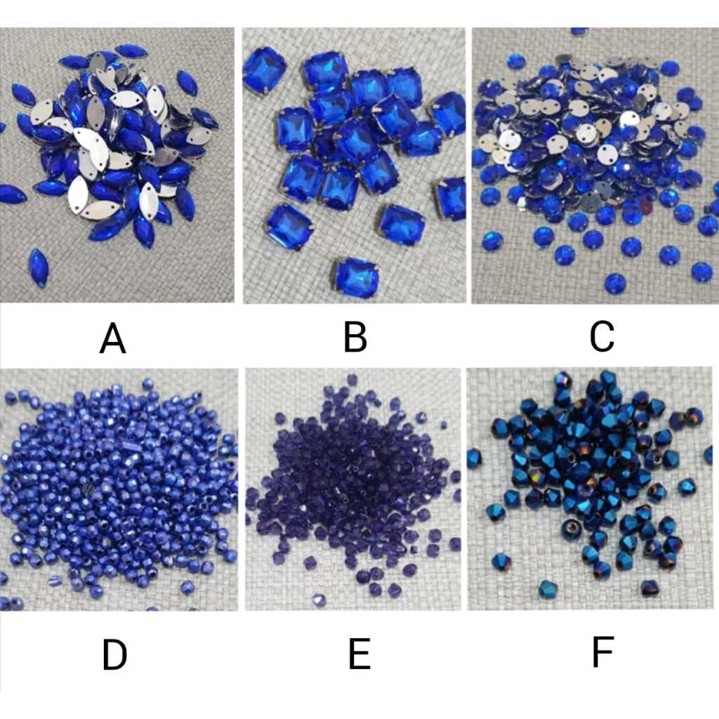 payet biru/ hiasan biru/ patet biru murah bagus/ payet jahit swarovski lubang / payet jahit / payet 