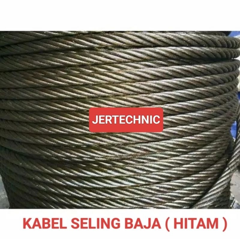 KAWAT KABEL SELING SLING 6mm WIRE ROPE BAJA HITAM 6MM ( ECER )