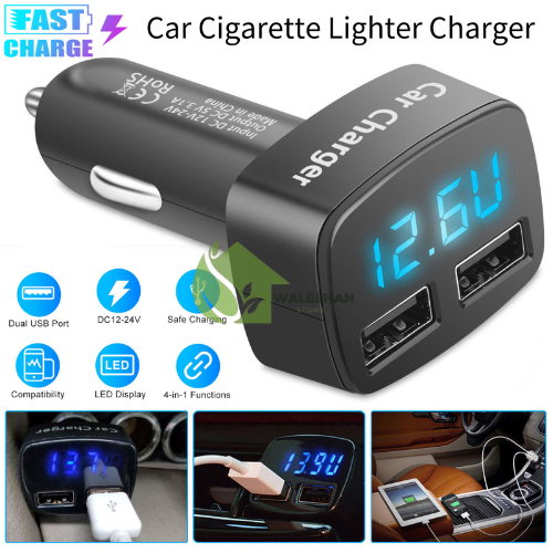 Smart USB Car Charger Adaptor Adapter Carger Digital Cas Casan Daya HP Ponsel Mobil Colokan USB Fast