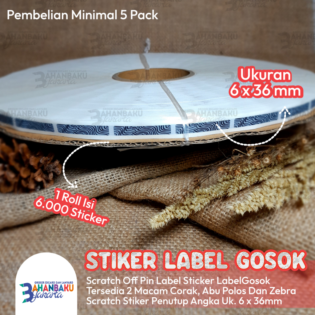 

STIKER LABEL GOSOK / Scratch Off Pin Label Sticker Label Gosok Scratch Stiker Penutup Angka Uk. 6 x 36mm