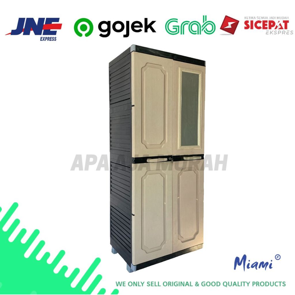 [kargo] Lemari Pakaian Plastik 2 Pintu Miami 2P Biorga Full Colour & Hitam || Lemari Pakaian Minimal