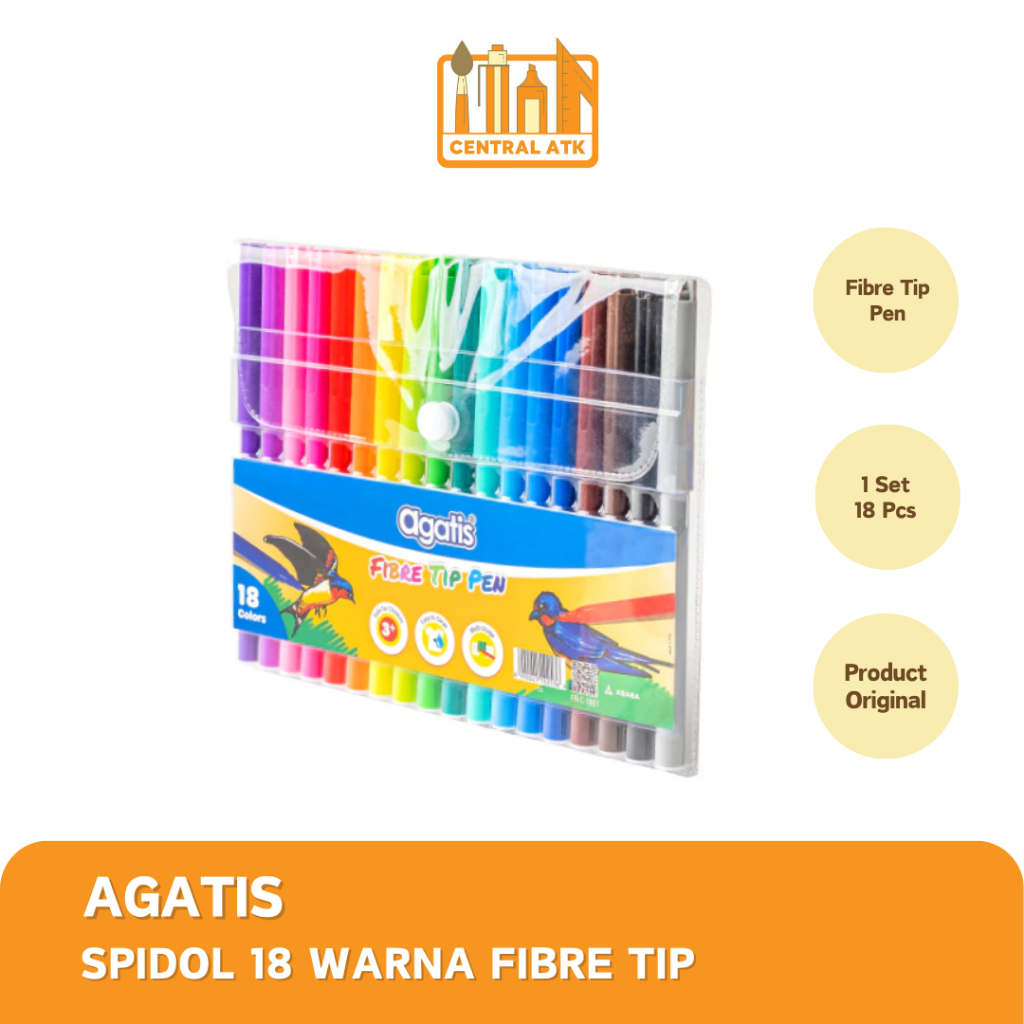 

AGATIS SPIDOL WARNA FIBRE TIP 18 WARNA- ECO 111GFR-C-1801