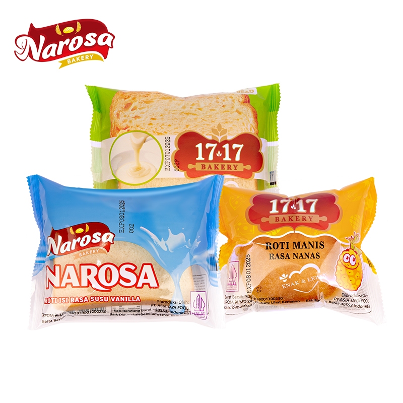 

Narosa Roti Rasa Lembut Roti Manis Halal Roti Isi 50/60/65gr Keju Cokelat Margarin Nanas Susu Vanilla Mangga Strawberry Blueberry