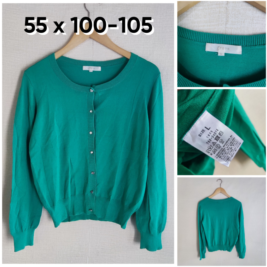 Cardigan Grove O Neck Size L Wanita Atasan Cewek Outer Knit Sweater Cardi GF099