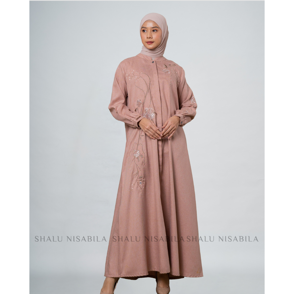 Shalu Nisabila - Azahira Dress Gamis Syar'i Pakaian Muslimah Wanita Baju Kekinian Bahan Katun Madina