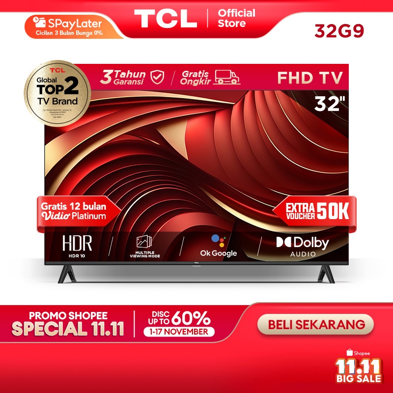 [FHD Google TV] TCL 32 Inch Smart TV - Dolby Audio - Google Play/Netflix/Youtube - Wifi/Bluetooth/HD