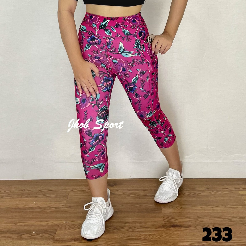 RB Legging Kantong Pendek Motif/Legging Sport Wanita/Legging Senam Wanita/Legging Pendek Wanita