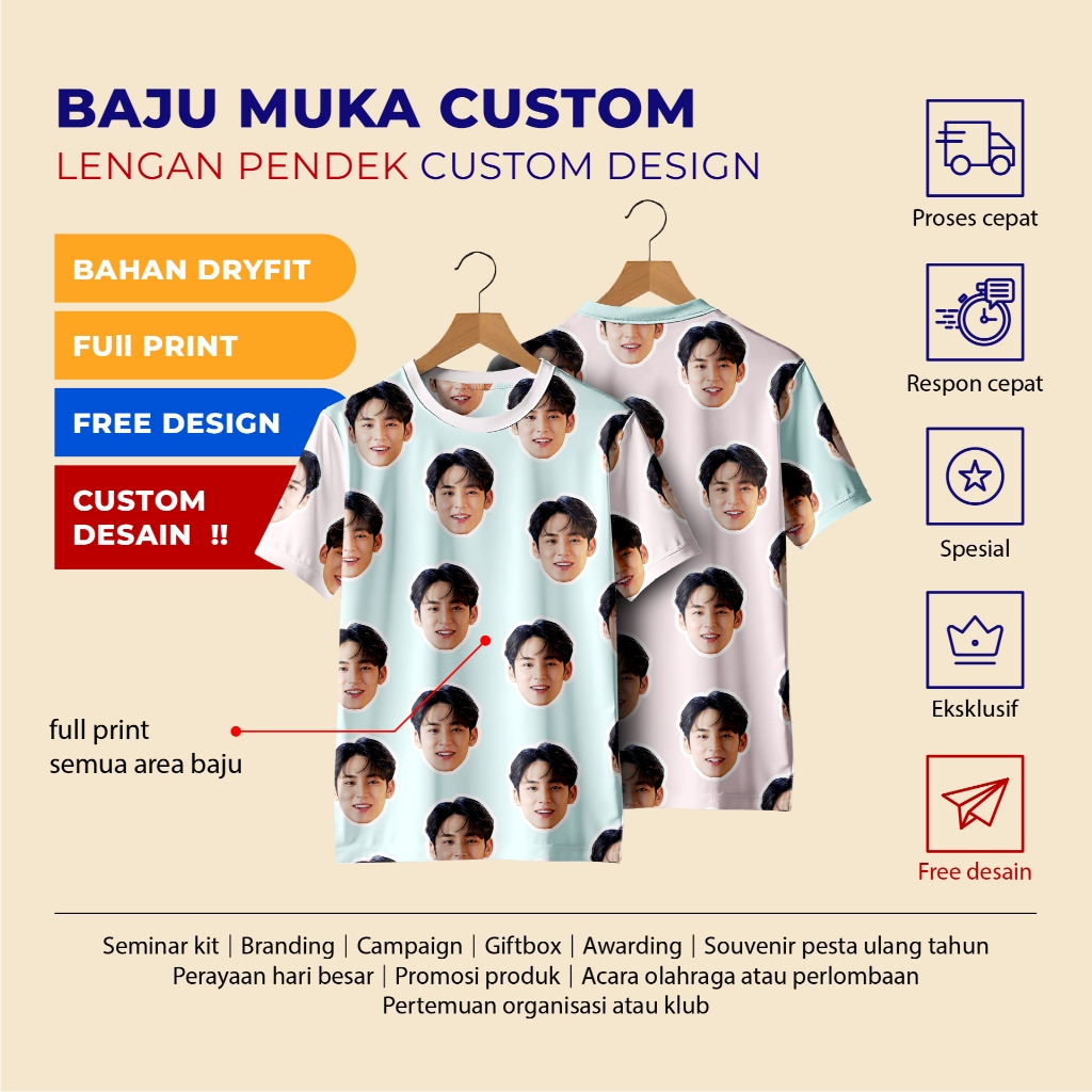Baju custom full print / kaos custom / custom desain / full print custom
