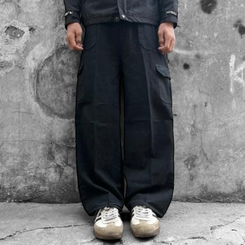 CARGO BLACK JEANS FATIGUE LOOSEFIT