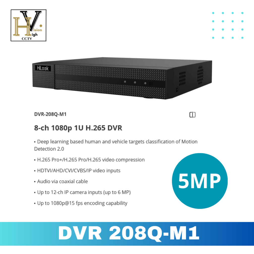 DVR HILOOK 8CH 208Q-M1 5MP
