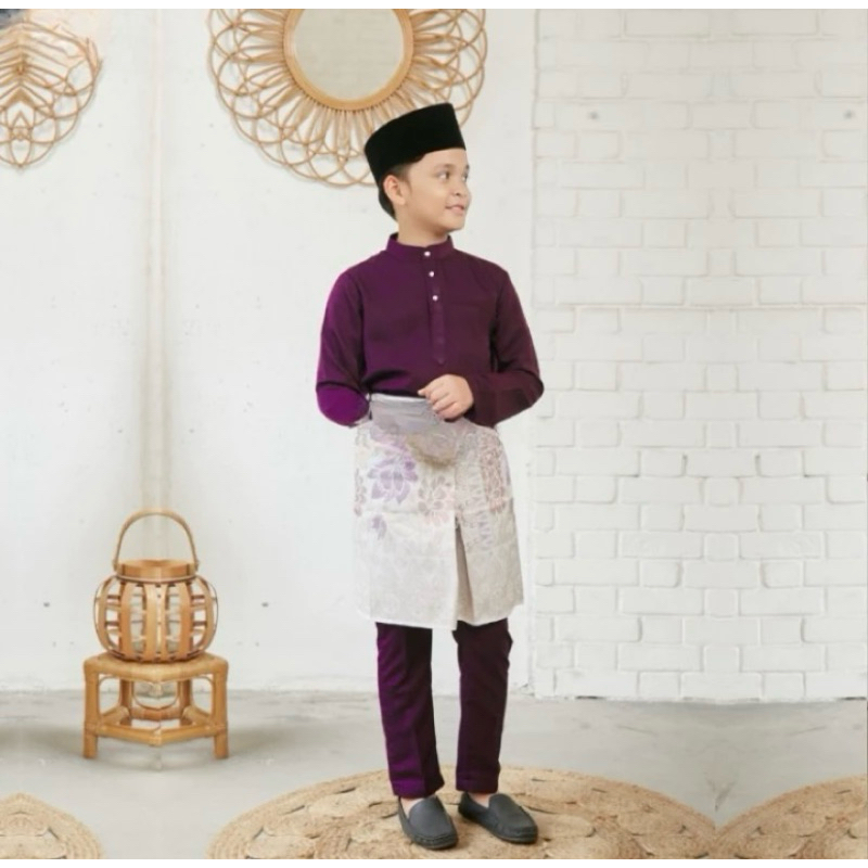 SETELAN Baju Melayu Anak Pria Teluk Belanga