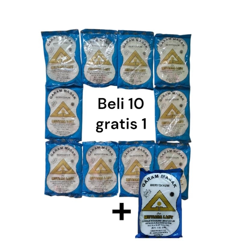 

Beli 10 bonus 1 garam masak halus beryodium cap mutiara laut 100 gram salt