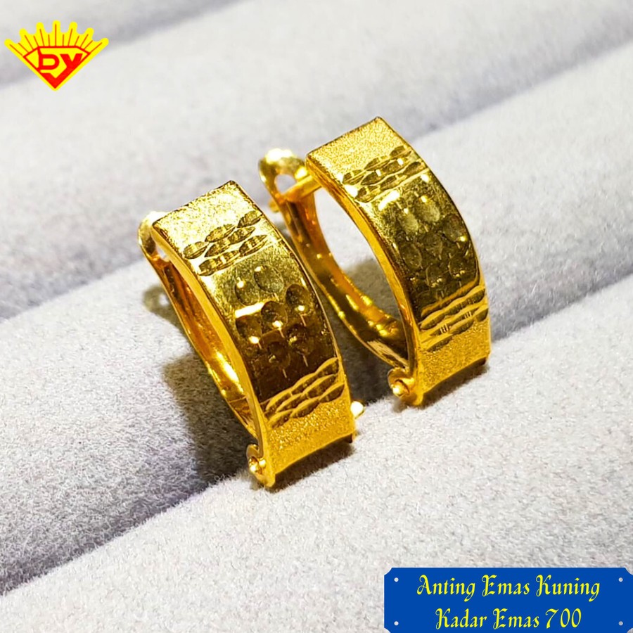 Anting Gipsy Emas Kuning Kadar Emas 700