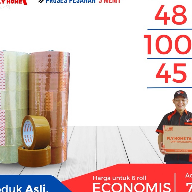 

Extra FLYHOME Lakban coklat 1 yard 2inci 48mm x 1yard 6 roll ECO