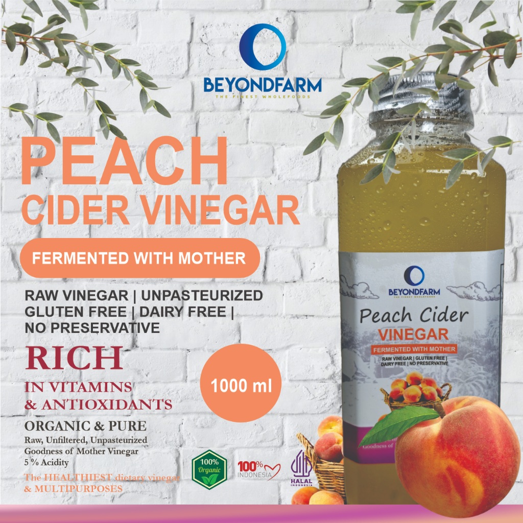 

BEYONDFARM Cuka Buah Persik 250ml - 1 Liter Endapan Mother Fermentasi / Peach Cider Vinegar Bragg