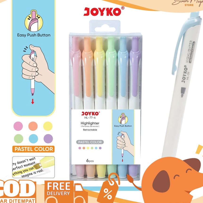 

FG2 Joyko Hhlhter HL776 1 Set Isi 6Pcs Penanda 6 Warna Pastel Color Lucu Unik