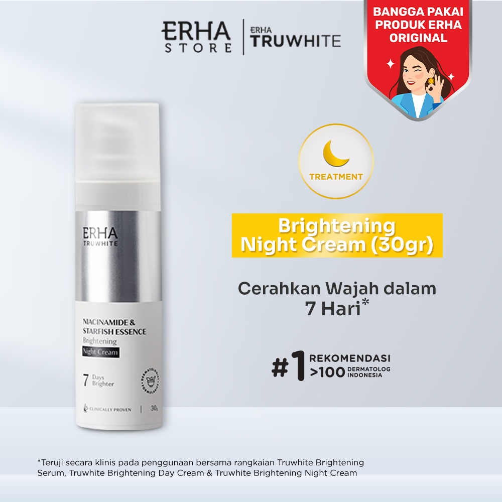 ERHA Truwhite Niacinamide & Starfish Essence Brightening Night Cream 30g - Krim Pencerah Wajah