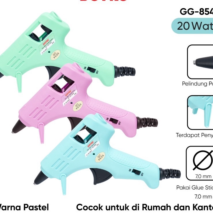 

FG2 JOYKO Glue Gun GG854 Pastel Color Alat Lem Tembak Hot Melt Glue GG854