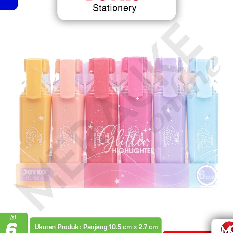 

Grosir Joyko Hhlhter Penanda Berwarna Glitter HL866 1 Set isi 6 Pcs