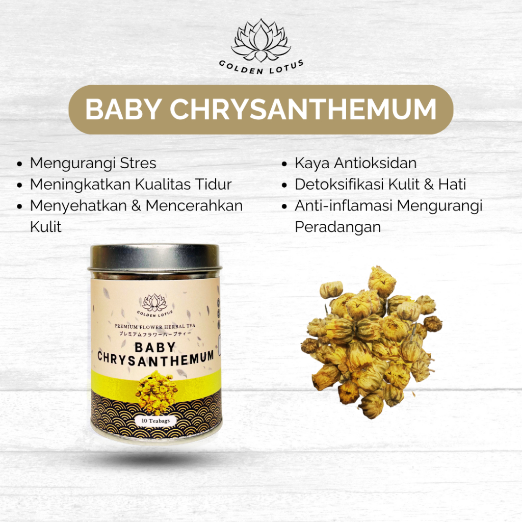 

GOLDEN LOTUS Teh Bunga Krisan Organic BABY CHRYSANTHEMUM Menyegarkan Mata Lelah Premium Flower Tea