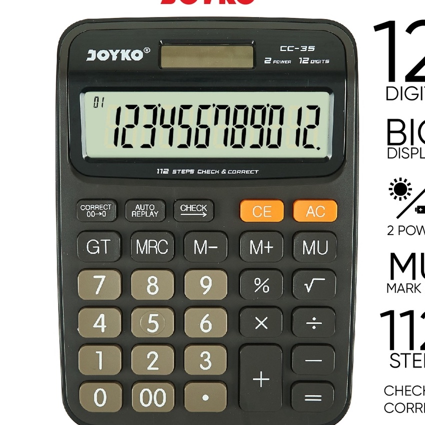 

Wah Calculator Kalkulator Joyko CC35 12 Dits Check Correct