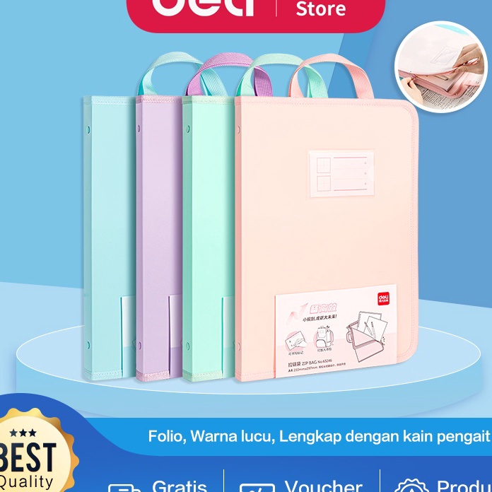 

KP8 Deli Zip Bag Map Tas Folder Retsleting Ukuran A4 Lucu 63246