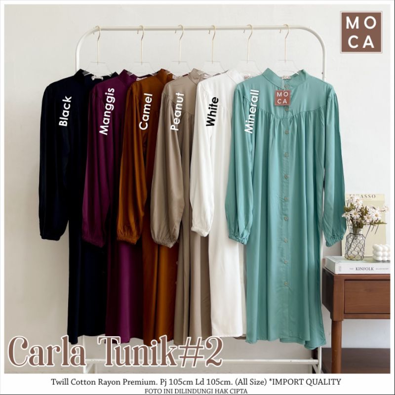 Carla Tunik Atasan Polos Jumbo Allsize Busui Premium Catton Original Ori Moca Berlabel
