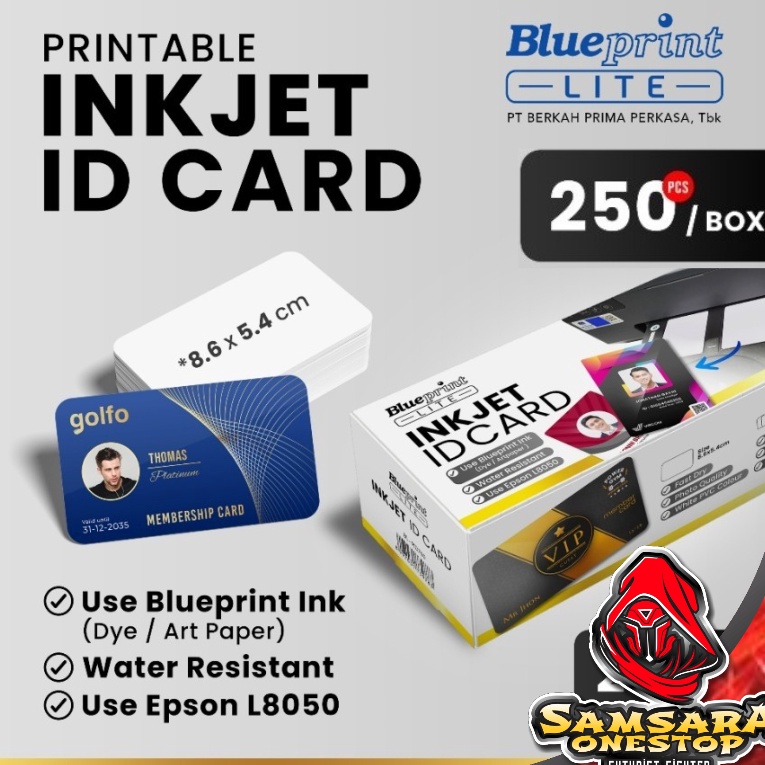 

murah Kartu Printable inkjet id card blueprint 86x54 76 mic u Epson L85 L185 Kemasan 1 Box