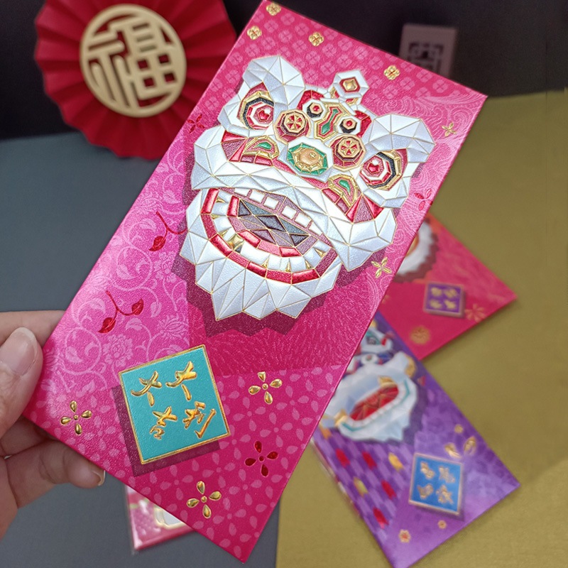 

Angpao MOSAIC PREMIUM imlek BARONGSAI TEBAL HongBao FungPao ISI 4 MIX