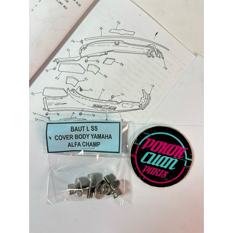 Baut L stainless cover body Yamaha ALFA CHAMP