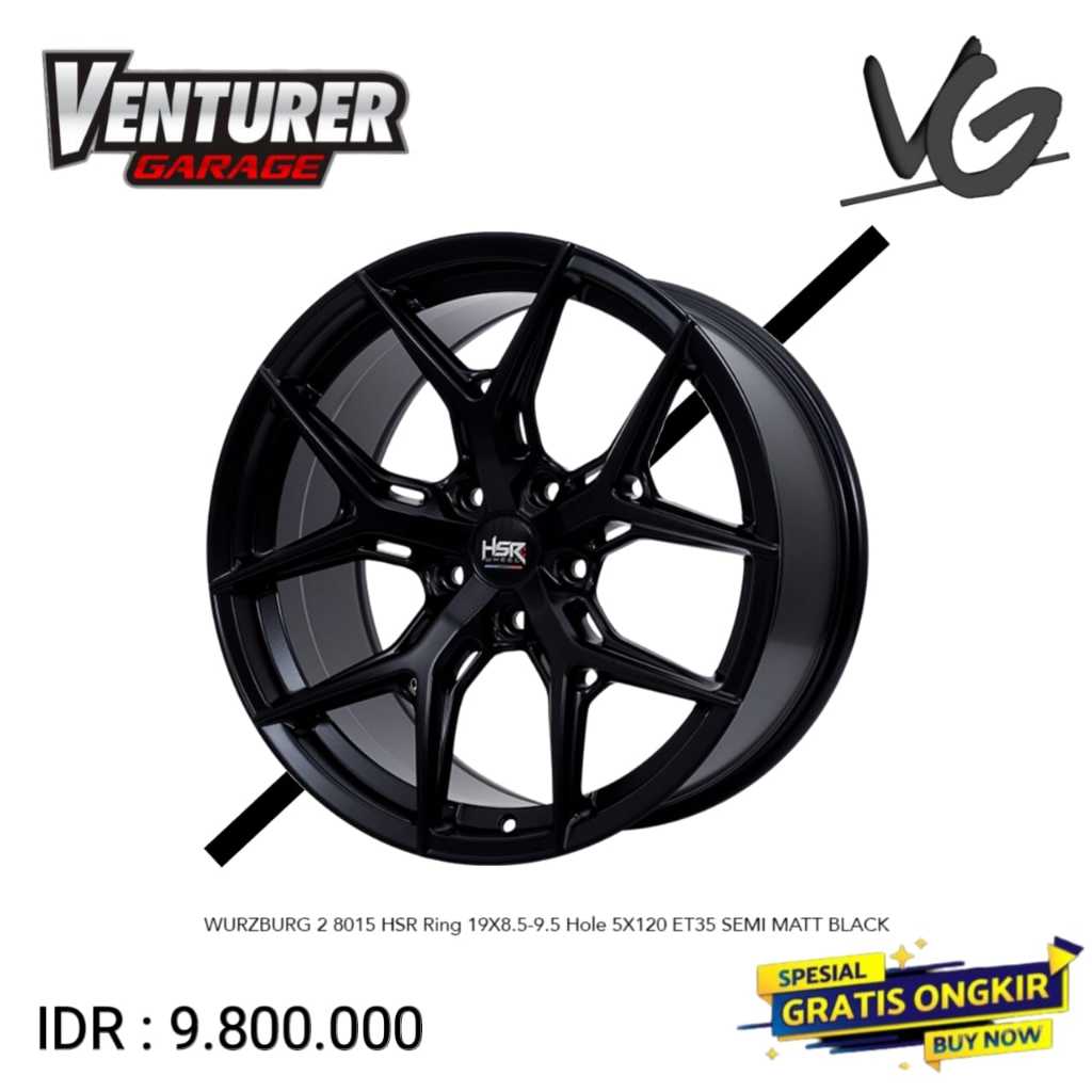 Velg celong mobil bmw landrover mini vw murah ring 19 HSR wurzburg 2 hitam surabaya