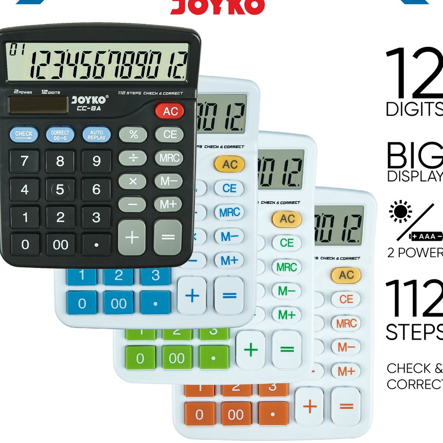 

Premium Calculator Kalkulator Joyko CC8 12 Dits Check Correct