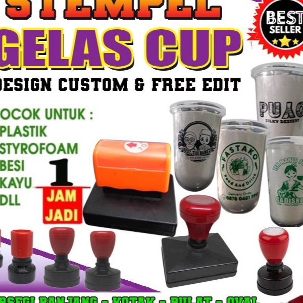 

FG2 stempel Gelas Cup Plastik CustomFree Tinta