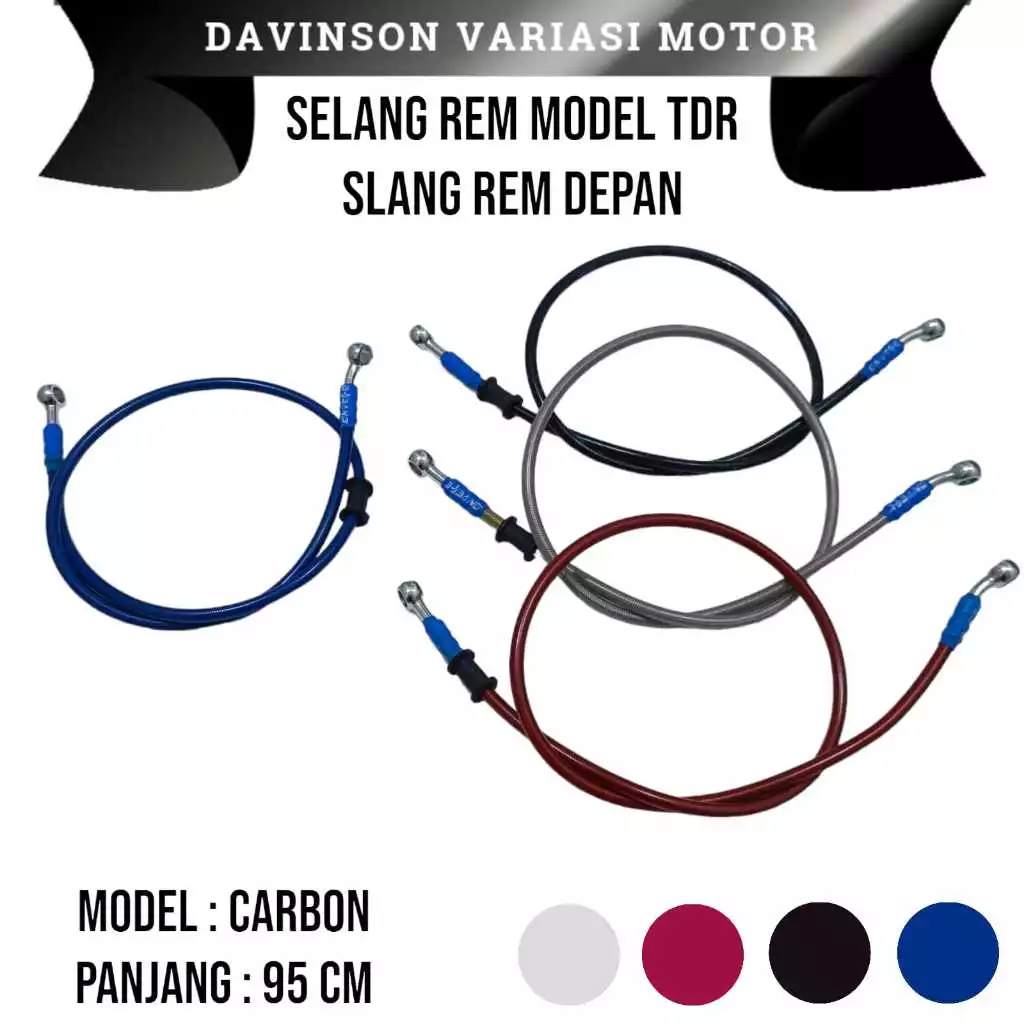 Selang Rem Depan Model TDR Full Carbon 95cm Universal // new selang rem depan TDR carbon 95 cm