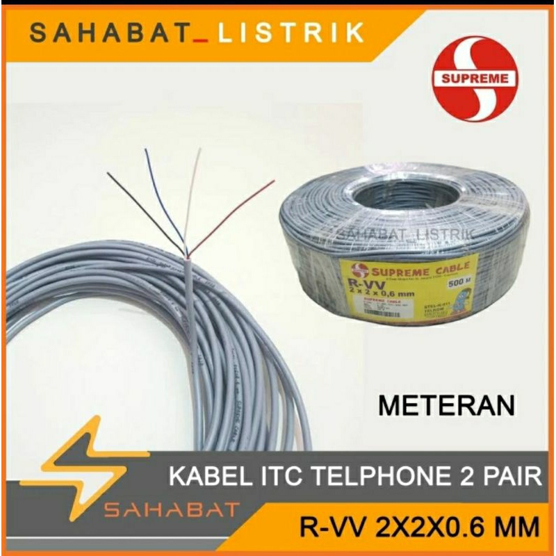 KABEL TELPON TELEPON TELPHONE SUPREME  ITC R-VV 2X2X0.6 2 PAIR/ ISI 4 METERAN