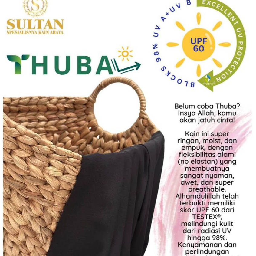 KAIN THUBA ANTI UV SULTAN POLOS 50 cm