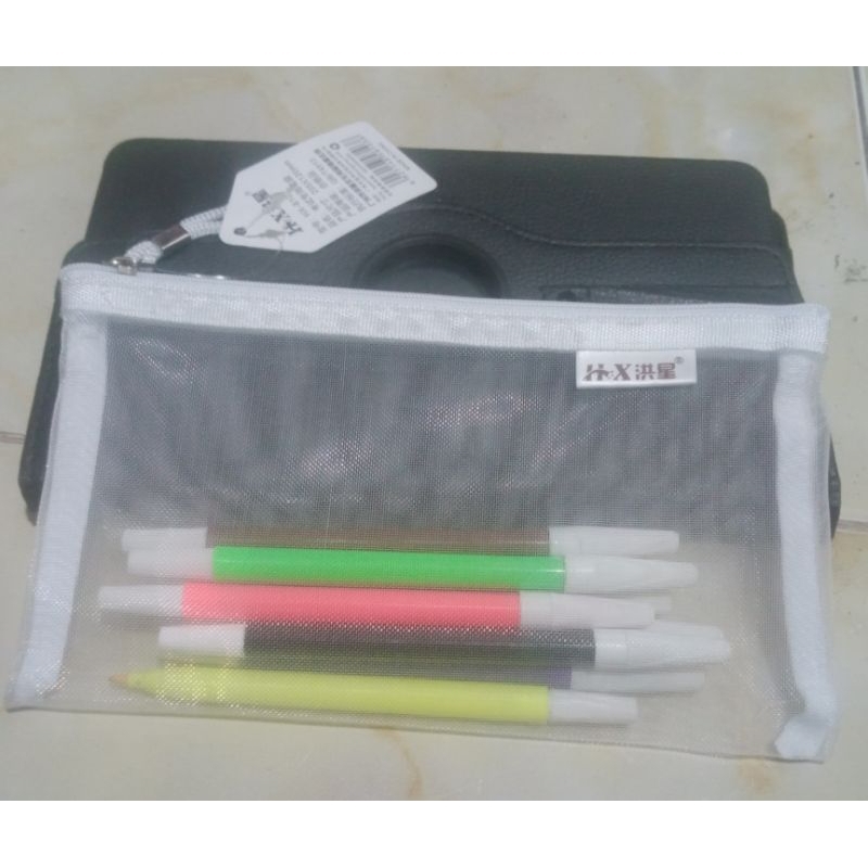 

dompet pensil jaring lembut transparan