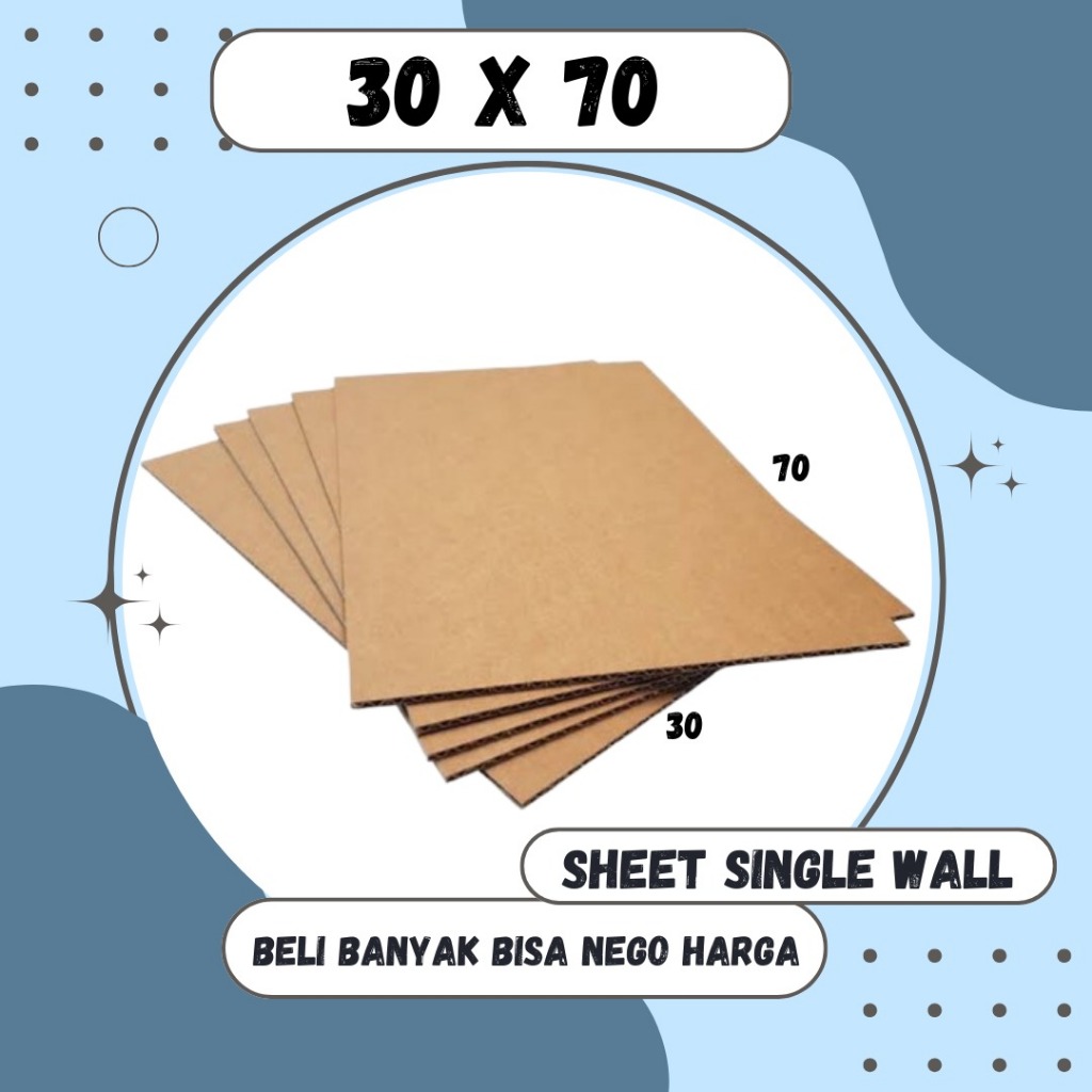 

Kardus Lembaran 30x70 / 20x70 / 10x70 Sheet Polos Single Wall Packing Karton Coklat Warna Packing