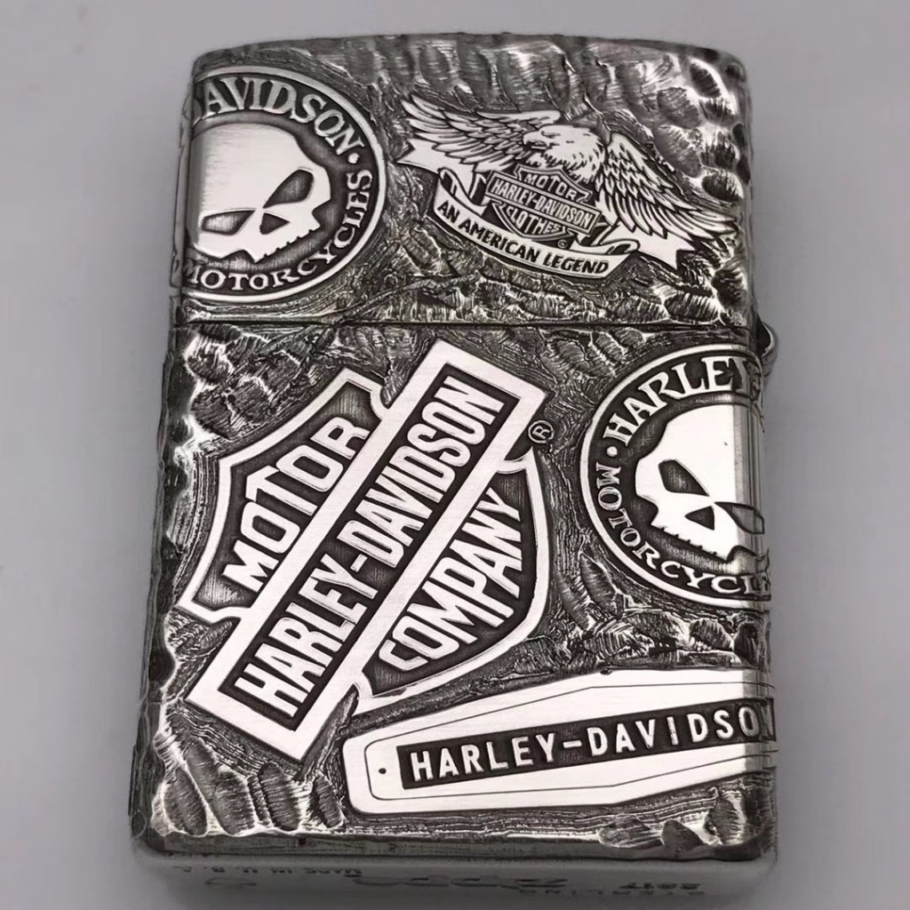 Korek Api Minyak Zippo Brass Armor Silver Harley Davidson