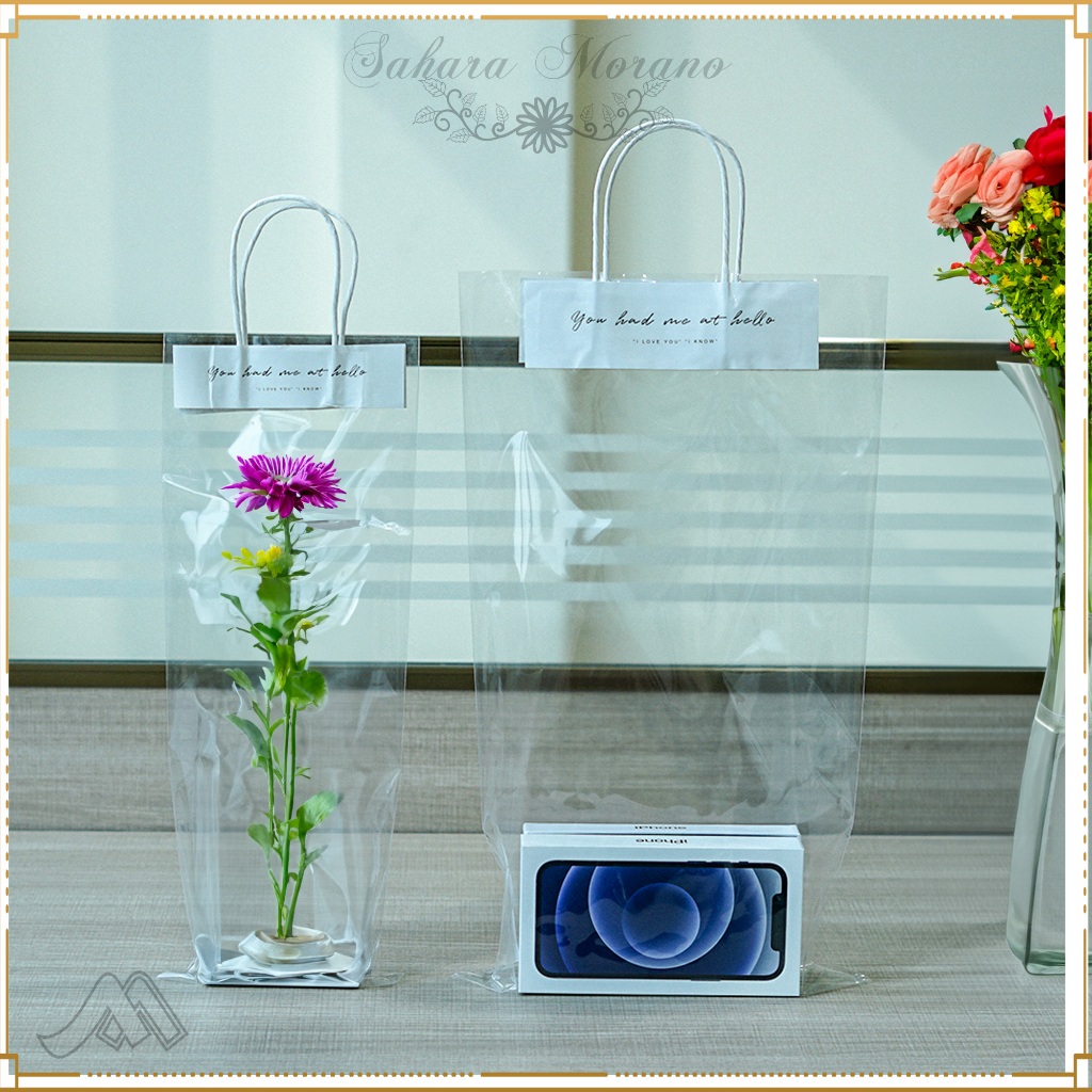 

3 Pcs Flower Bag Plastic Transparant Tas Buket Bunga Florist Bag Tas Hadiah Tas Bunga