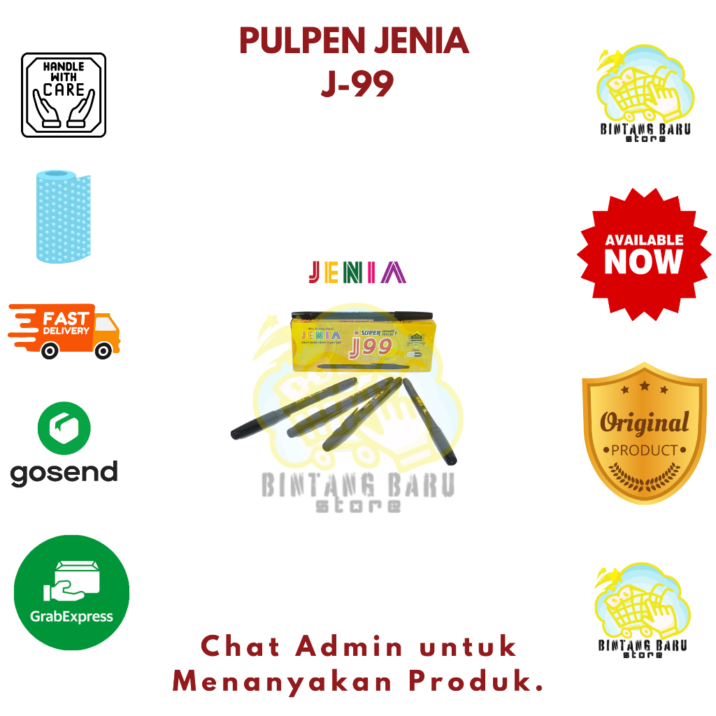 

[HARGA 1 BOX] JENIA J99 - PULPEN SEMI GEL 0,5mm - WARNA HITAM