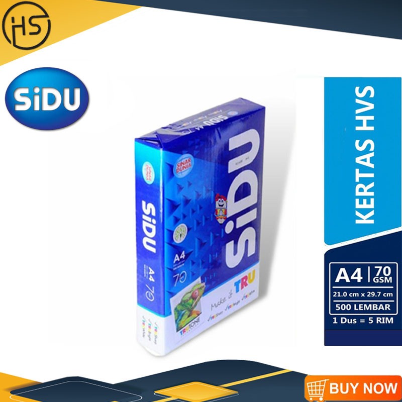

Kertas HVS A4 70 GSM SiDU · Ukuran 210 x 297 mm · Kertas 70 GSM · Isi 500 lembar/rim