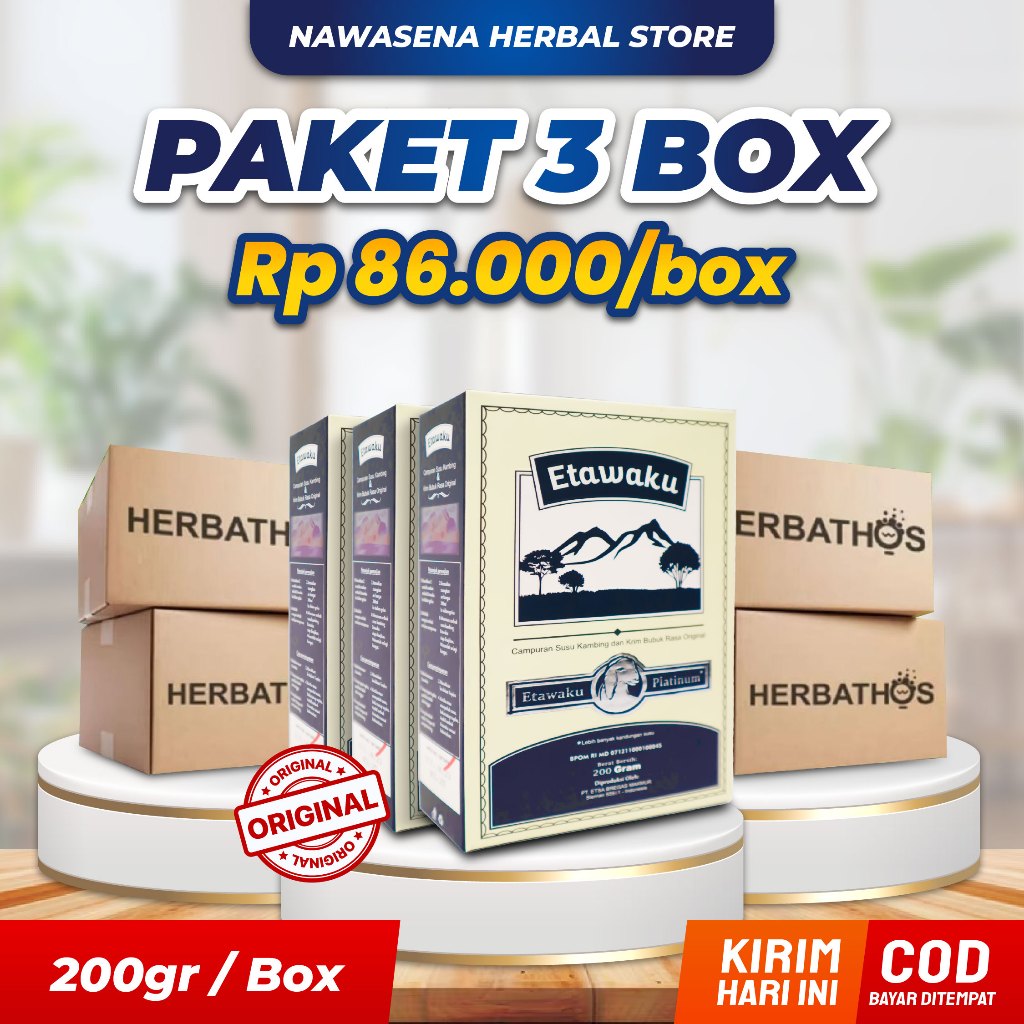 

Paket 3 Box Etawaku Platinum Original - Susu Kambing Etawa Asli Ampuh Atasi Masalah Persendian Sakit Pernafasan Pencernaan Asam Lambung Maag Gerd Meningkatkan Imunitas Daya Tahan Tubuh Isi 200gram