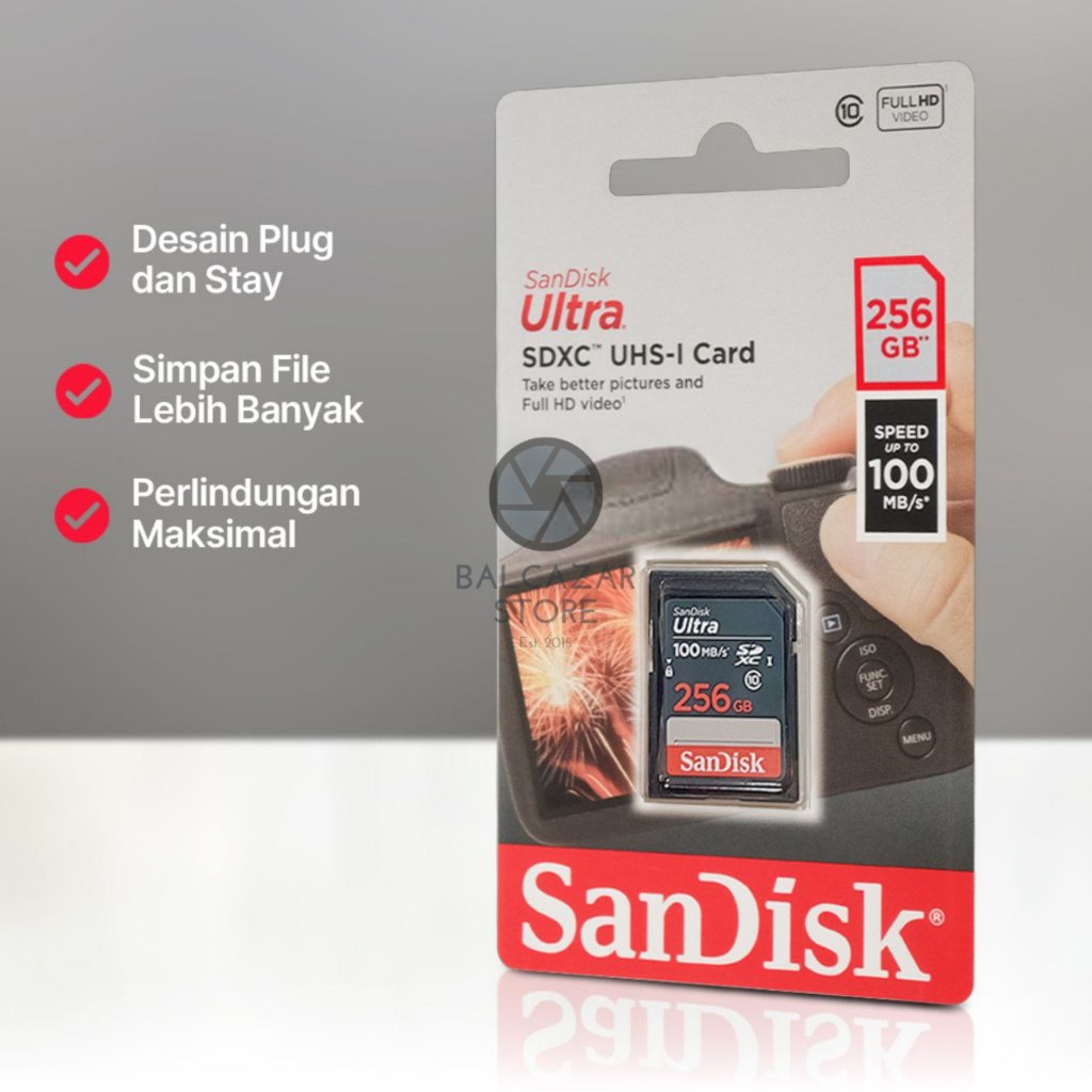 SanDisk Ultra SDHC/XC UHS-I Kartu Memory Card Camera Class 10 256GB 256 GB