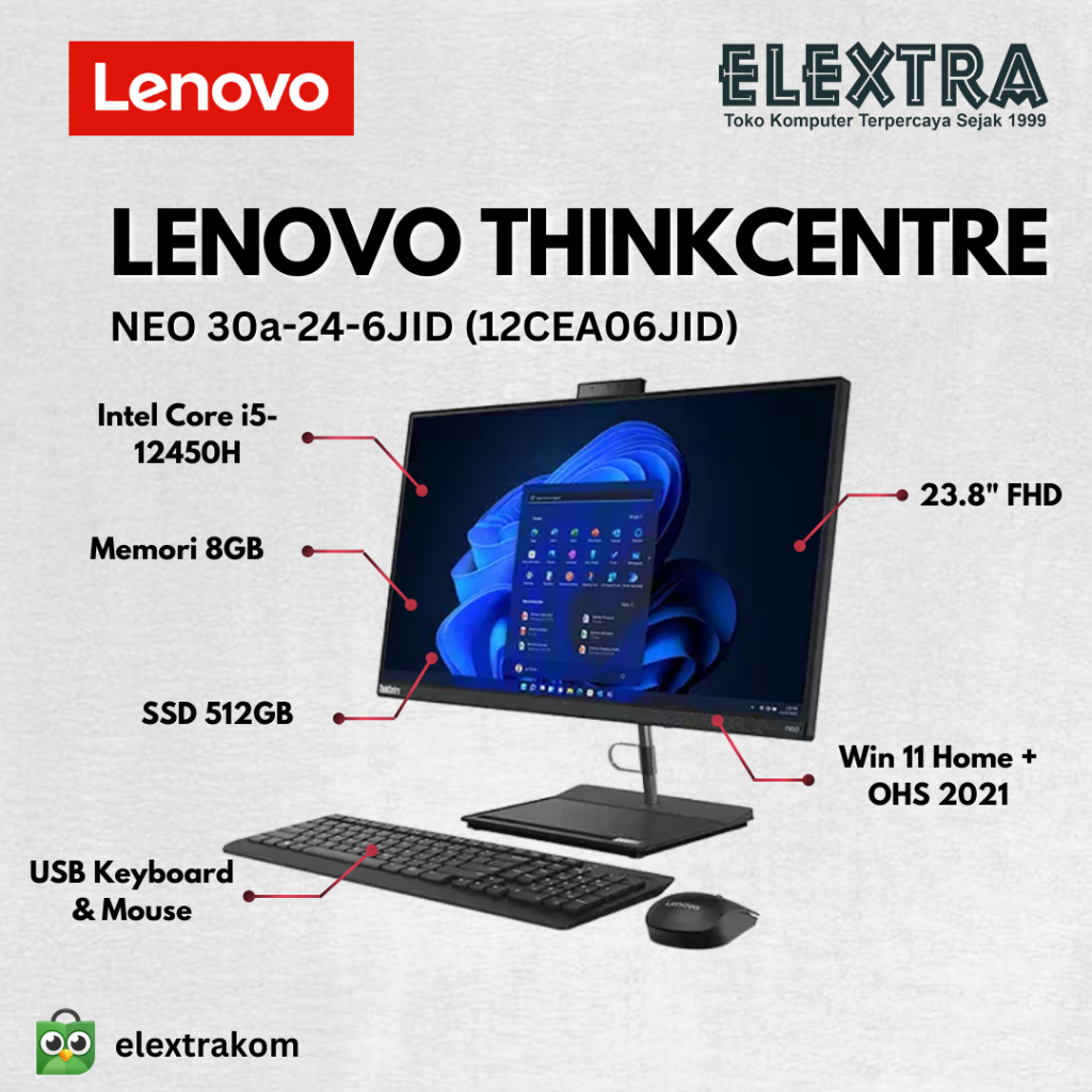 KOMPUTER AIO LENOVO THINKCENTER NEO 30A 6JID-i5 12450H 8GB 512GB WIN