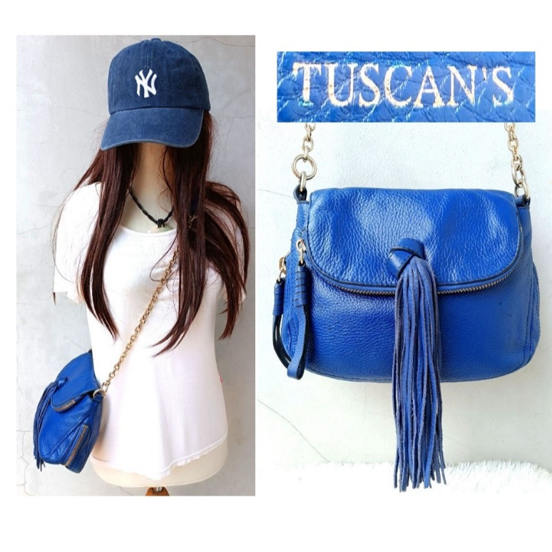 Original Blue Tuscans Leather Sling Bag not Chlo MK Prad TAs Selempang Kulit