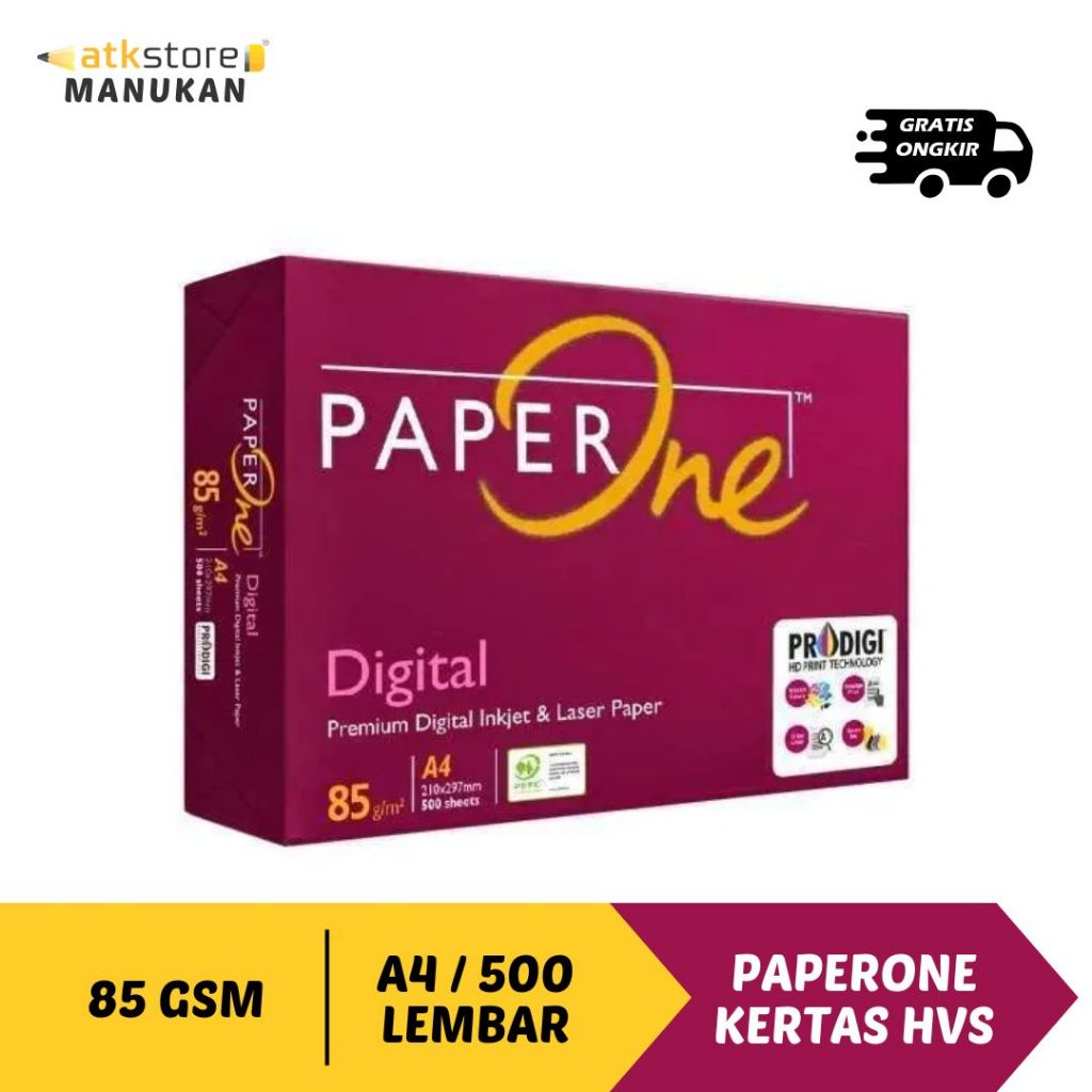 

[1 RIM] PAPERONE KERTAS HVS UKURAN A4 | 85 GSM | 1 RIM / 500 LEMBAR | KERTAS HVS / FOTOCOPY