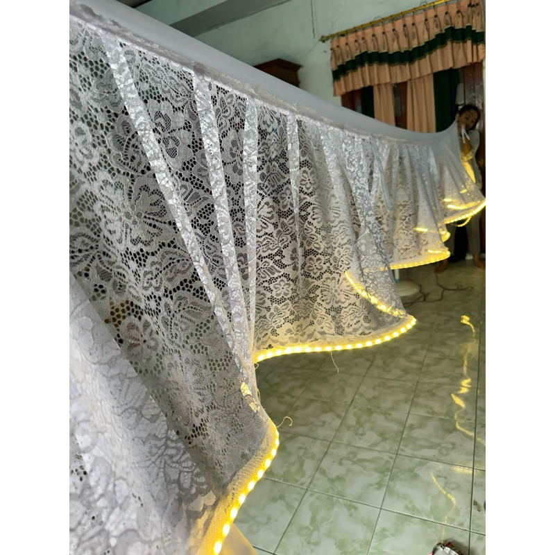 Skriting Lampu Kain Brukat Hiasan Dekorasi Tenda Cafe Gedung Pernikahan